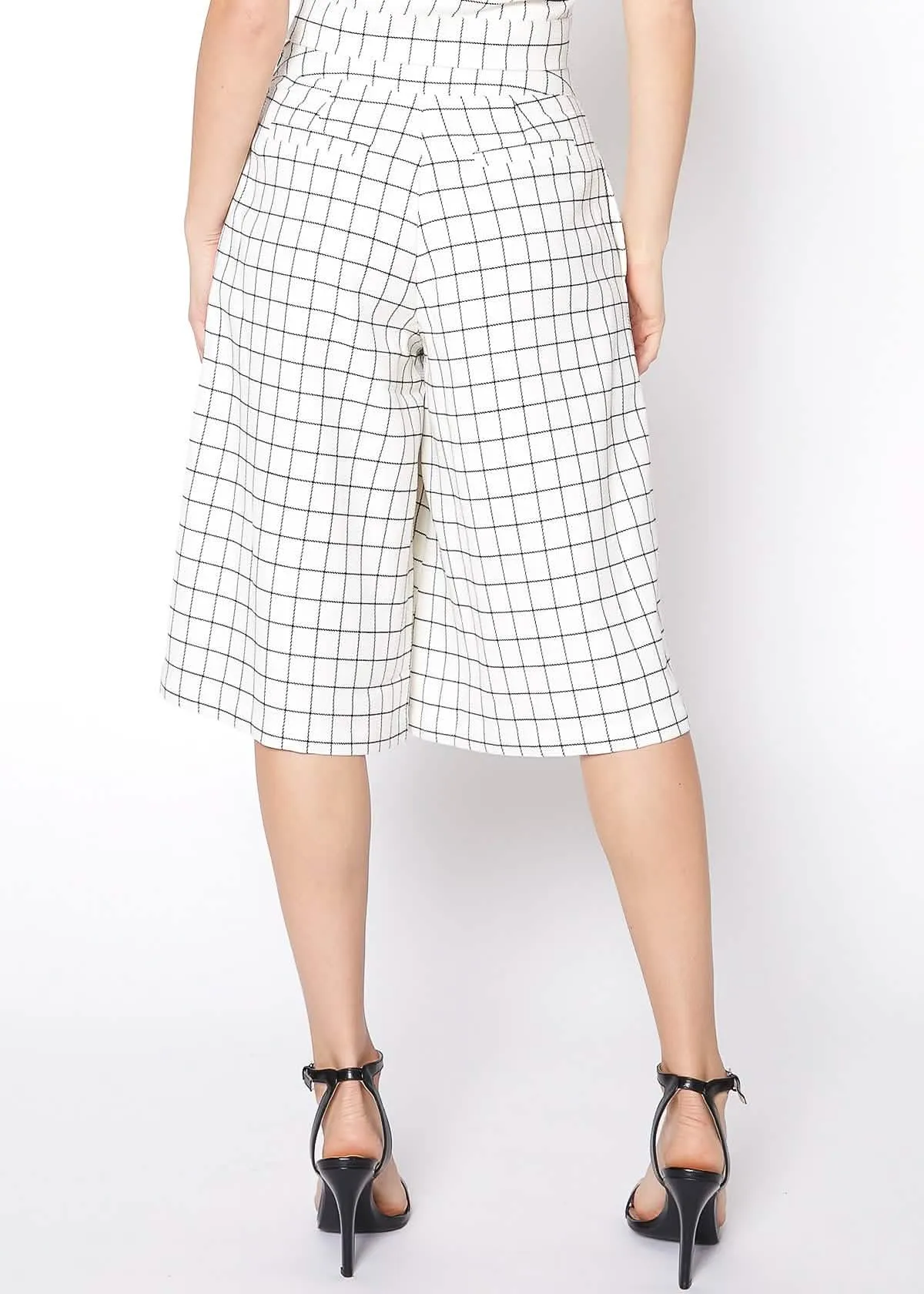 Elegant Square Jacquard Wide Leg Trousers for Women