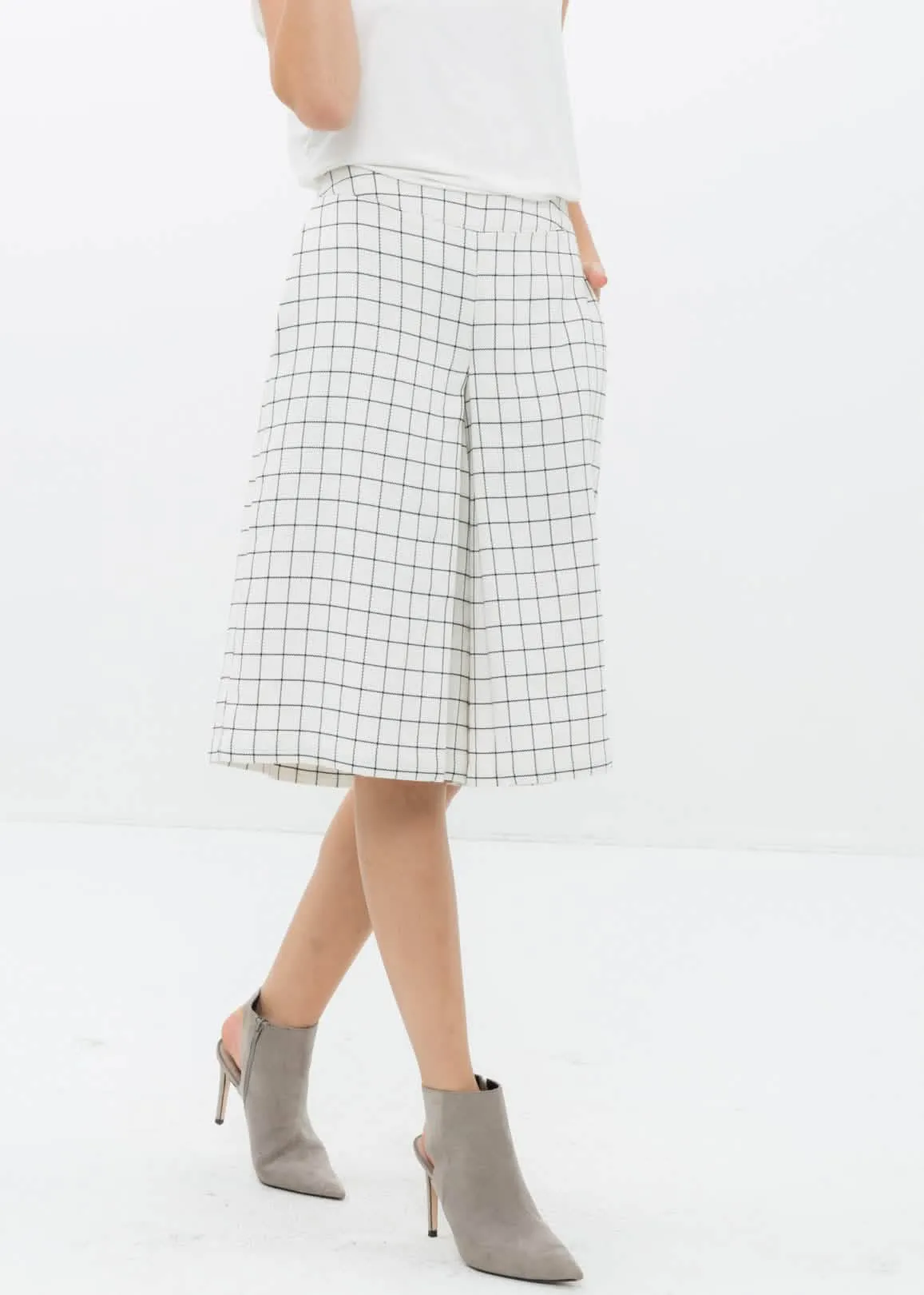 Elegant Square Jacquard Wide Leg Trousers for Women