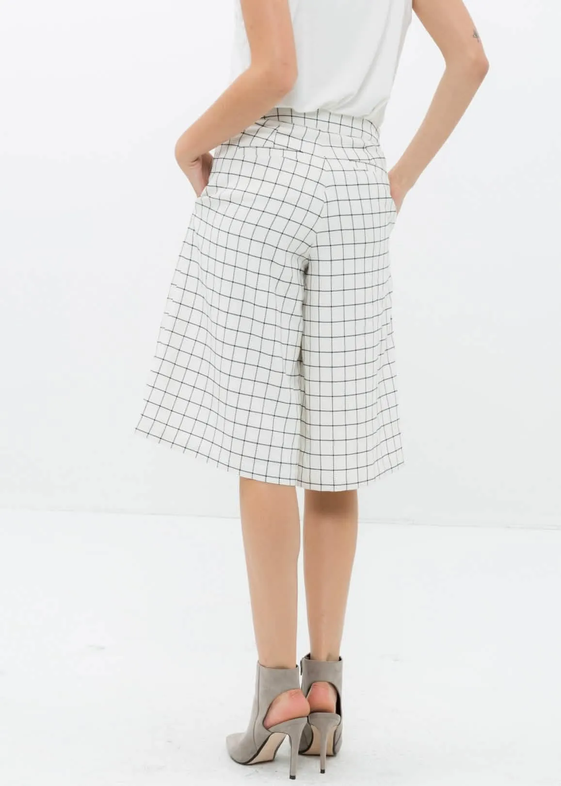 Elegant Square Jacquard Wide Leg Trousers for Women