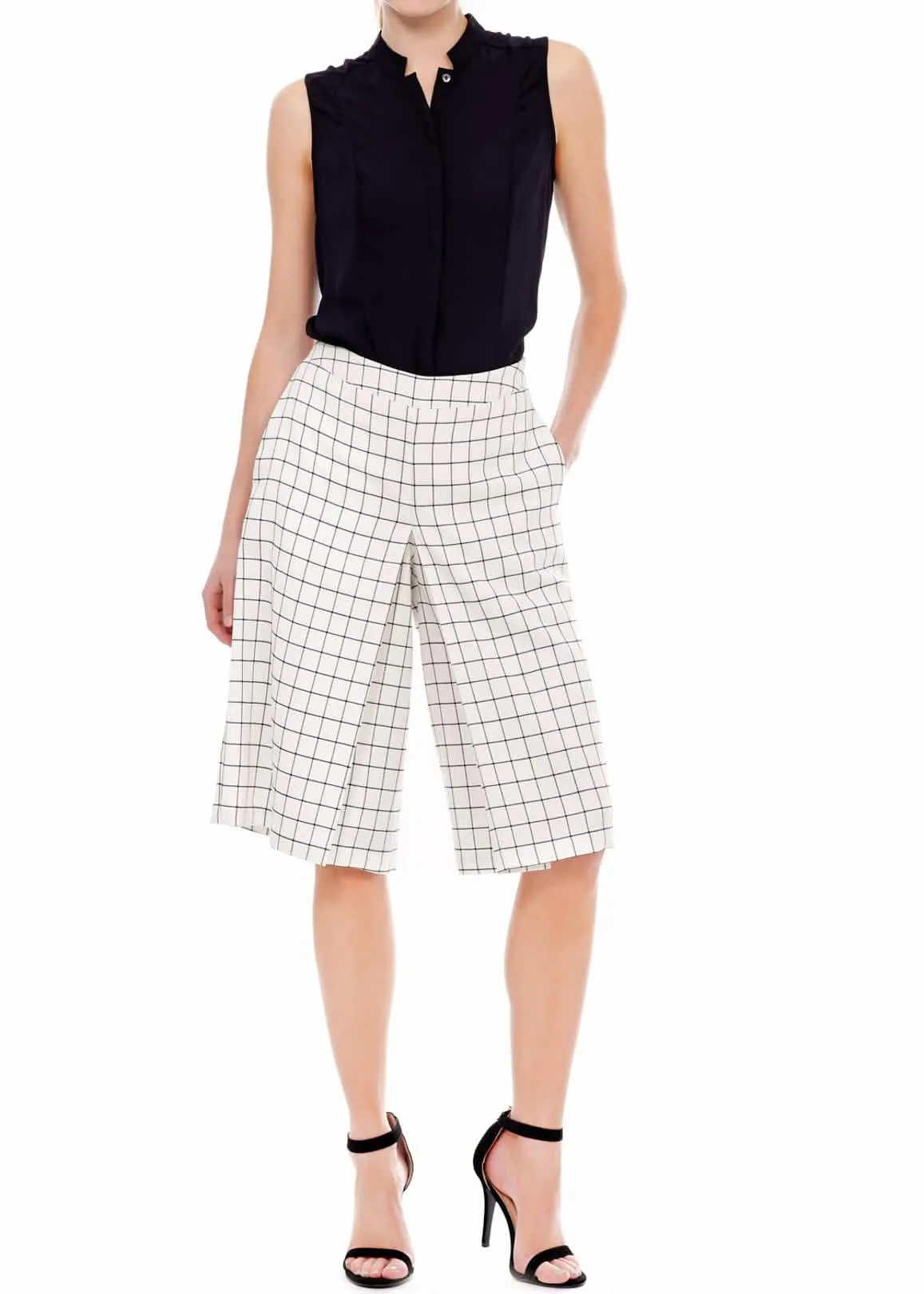 Elegant Square Jacquard Wide Leg Trousers for Women