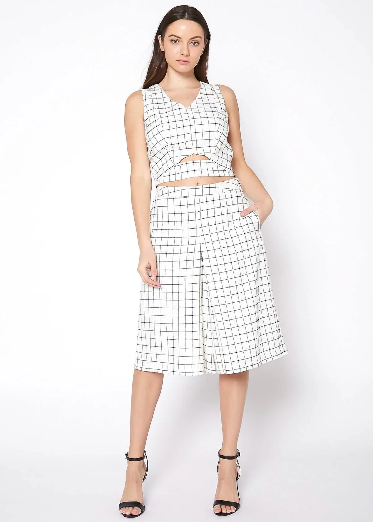 Elegant Square Jacquard Wide Leg Trousers for Women