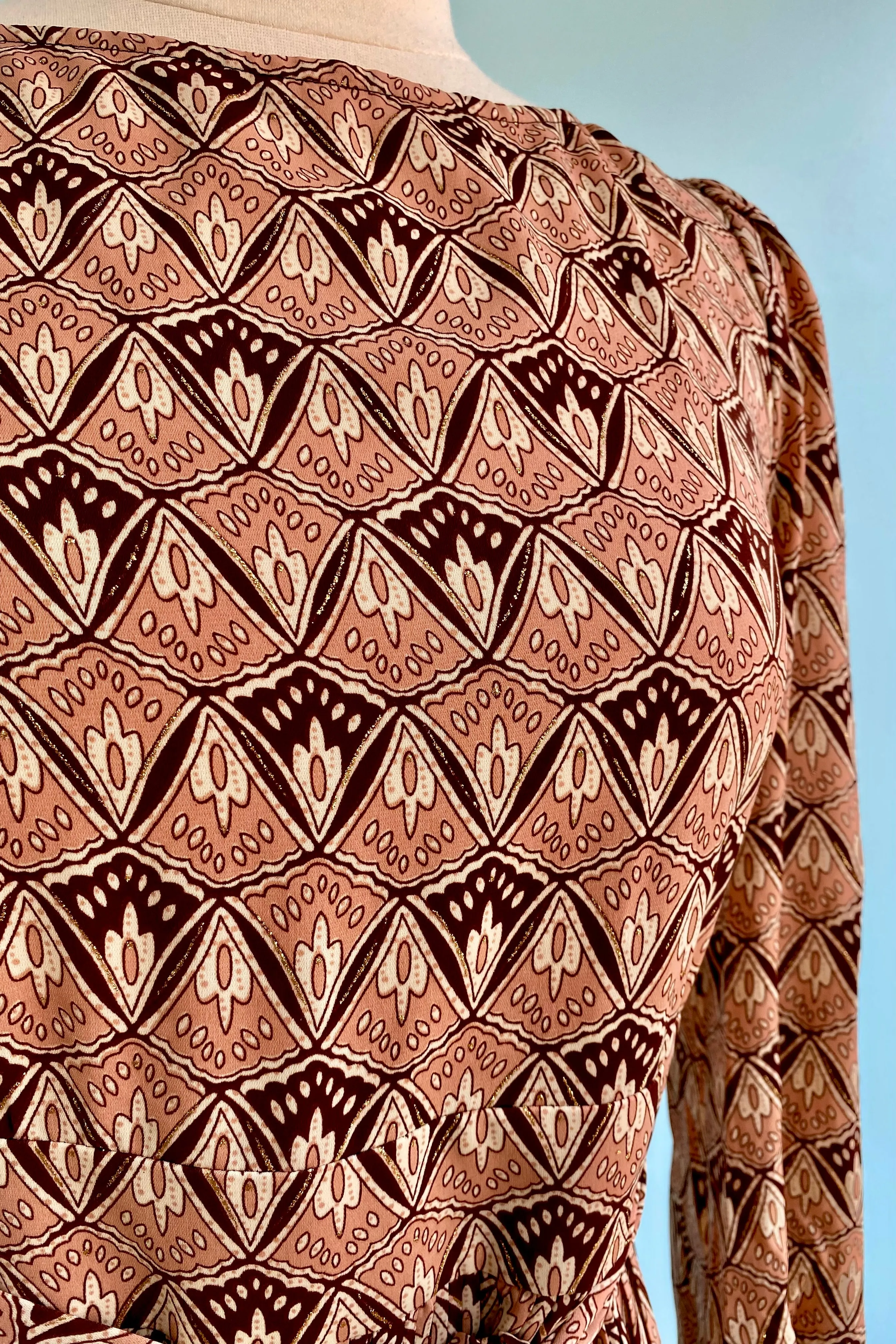 Final Sale Fanfare Cream and Brown Bounty Dress by Traffic People