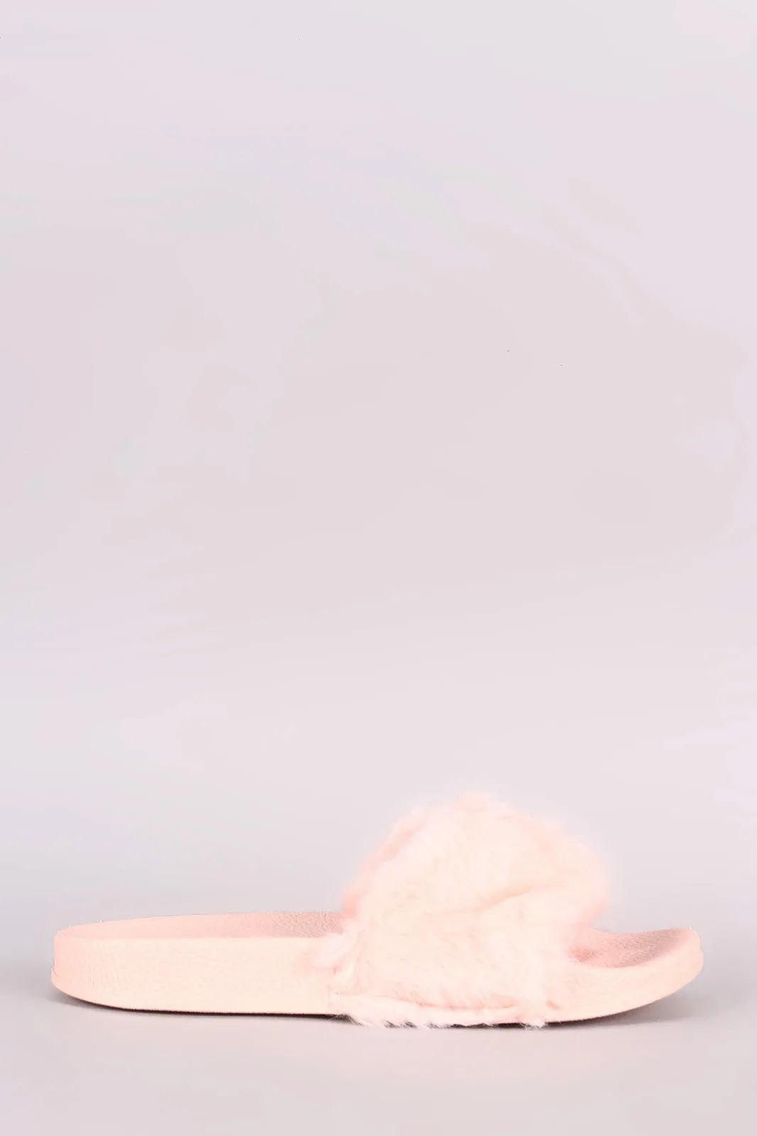 Fluffy Faux Fur Open Toe Slide Sandal