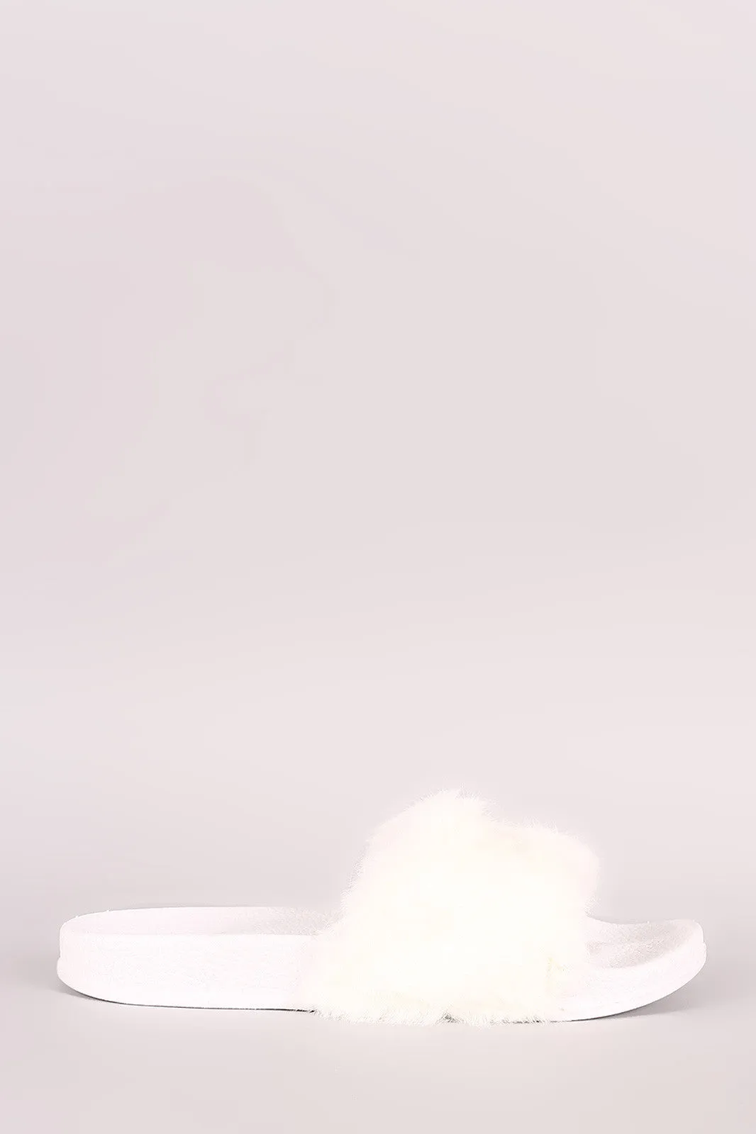 Fluffy Faux Fur Open Toe Slide Sandal
