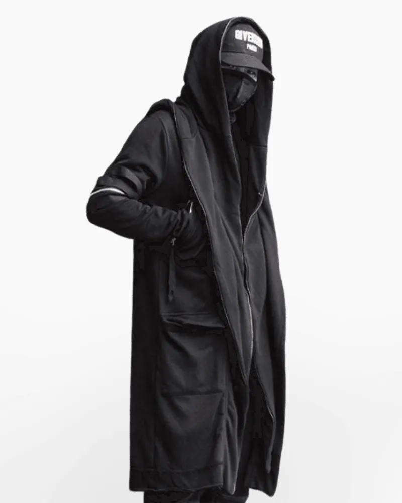 Futuristic Techwear Double-Layered Hooded Coat