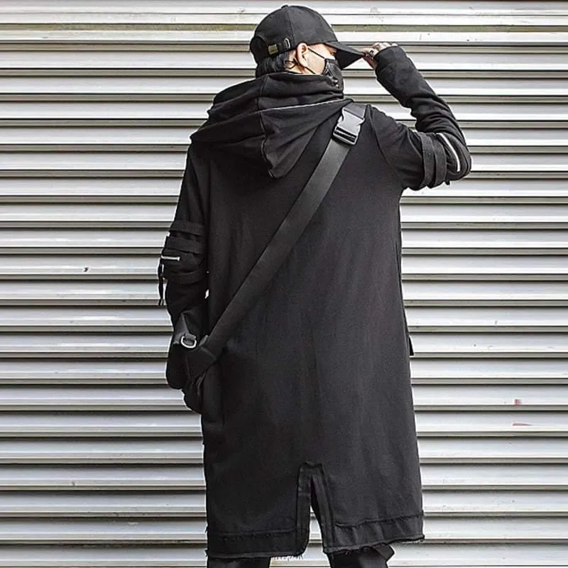 Futuristic Techwear Double-Layered Hooded Coat