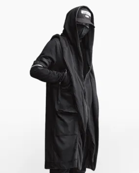 Futuristic Techwear Double-Layered Hooded Coat