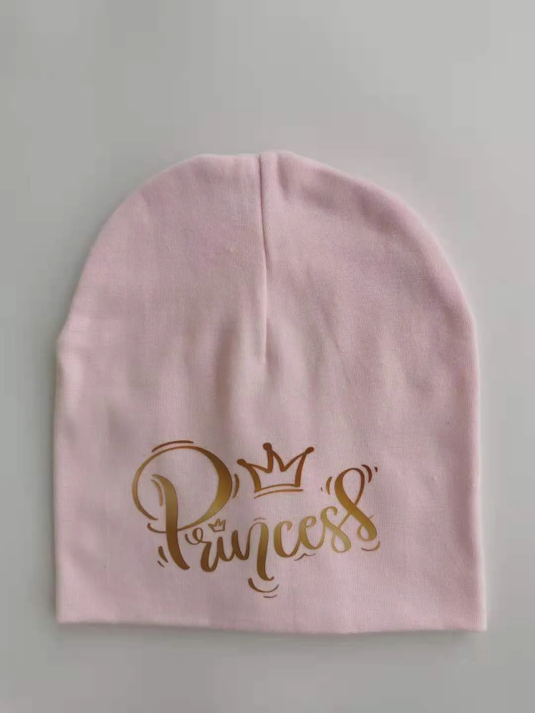 Golden Princess Prince Letter Design Pompom Cute Beanie Hats For Kids
