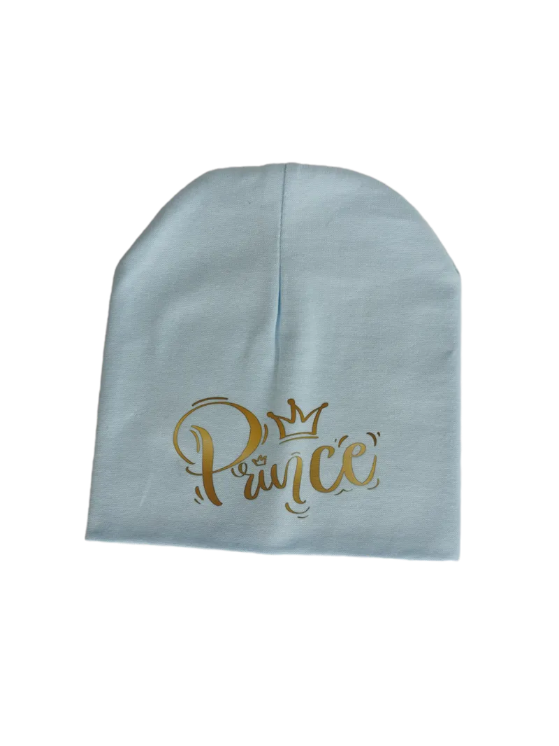 Golden Princess Prince Letter Design Pompom Cute Beanie Hats For Kids