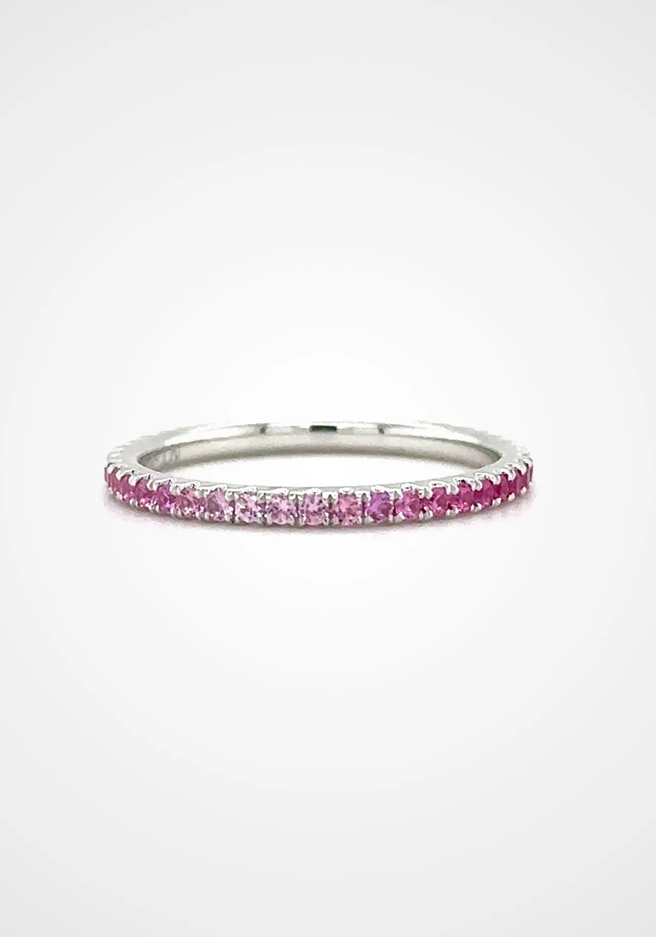 Graduated, 18K White Gold   Pink Sapphire Band