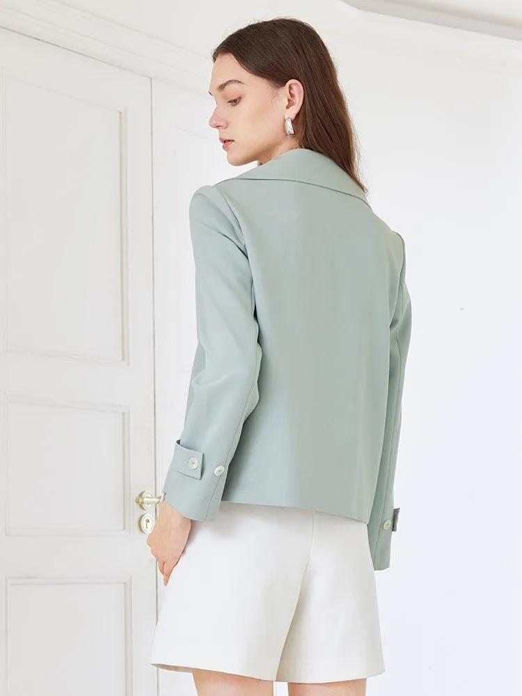 Grey Green Crop Trench Coat