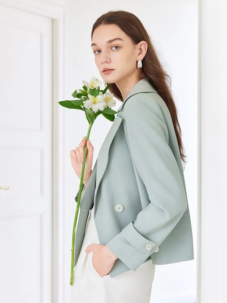 Grey Green Crop Trench Coat