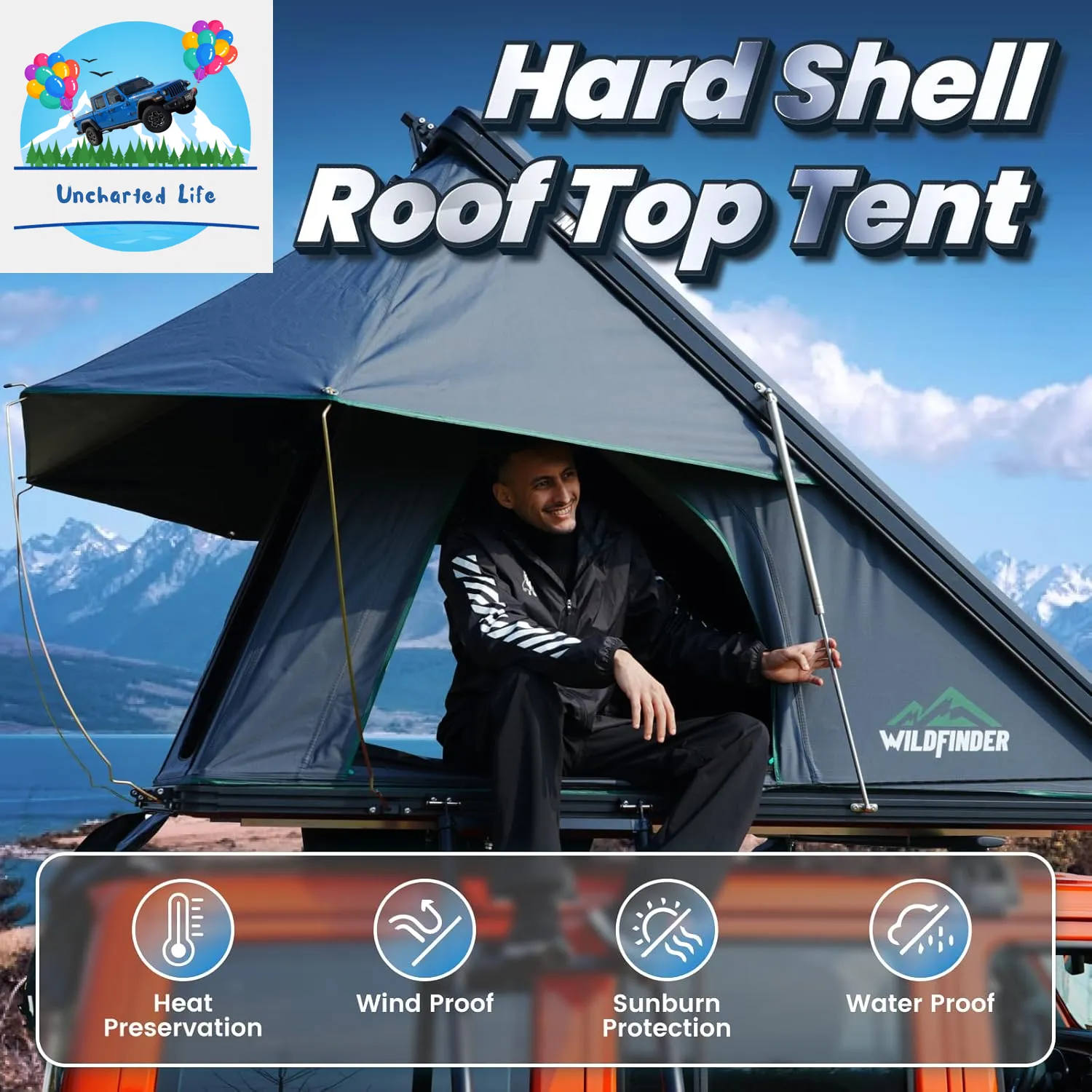 Hard Shell Rooftop Tent for Glamping – Fits SUV, Truck, Jeep