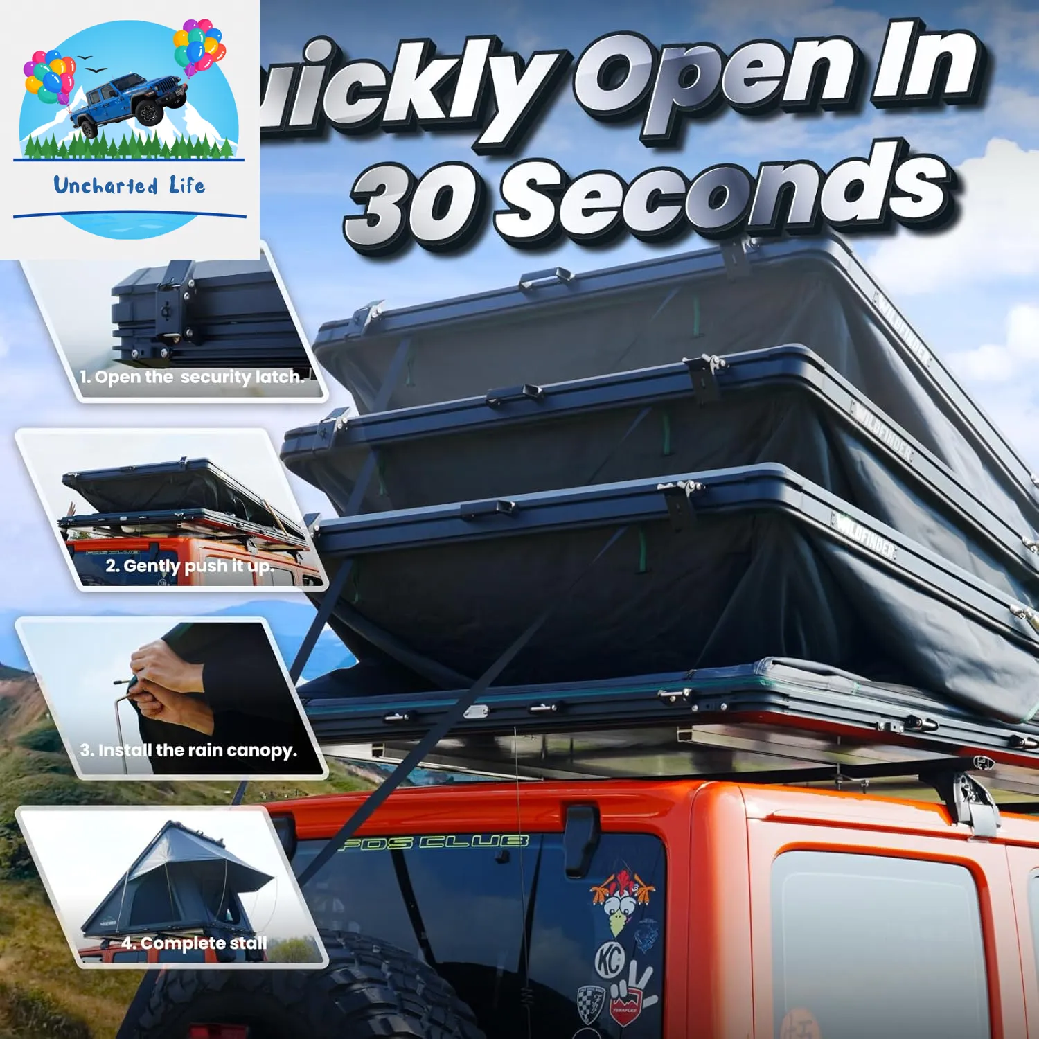 Hard Shell Rooftop Tent for Glamping – Fits SUV, Truck, Jeep