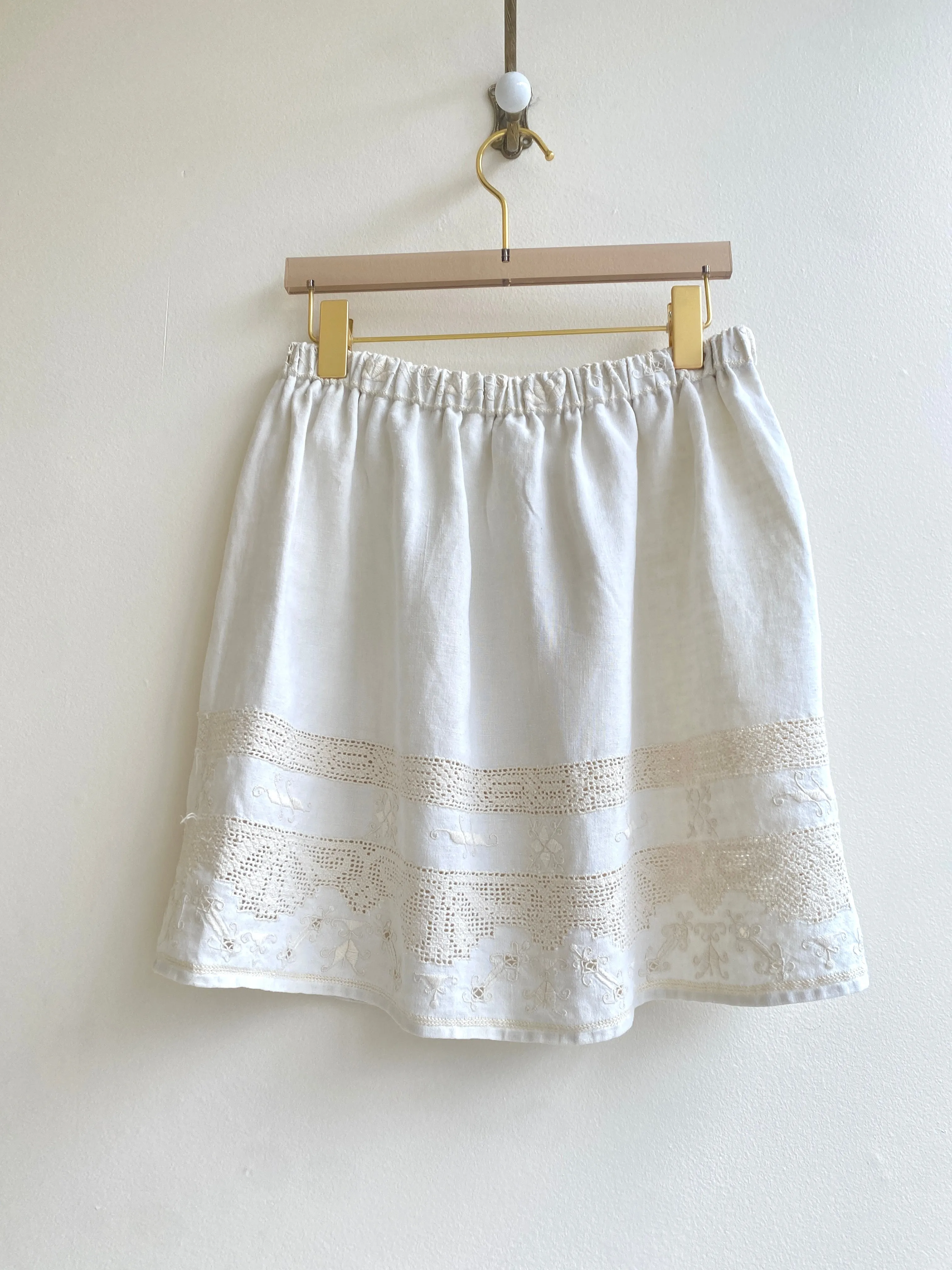 Heirloom Linen Crochet Midi Skirt