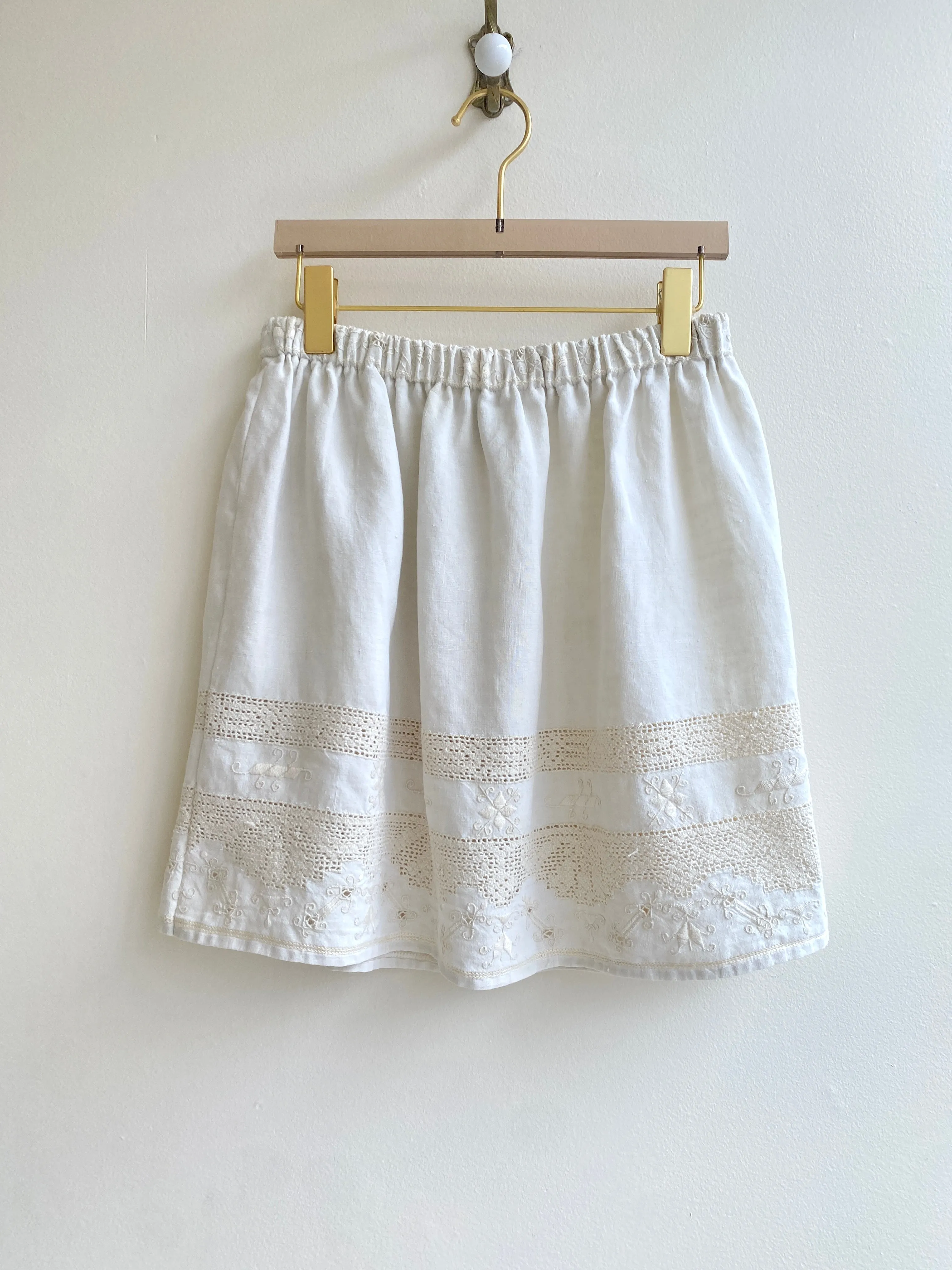 Heirloom Linen Crochet Midi Skirt