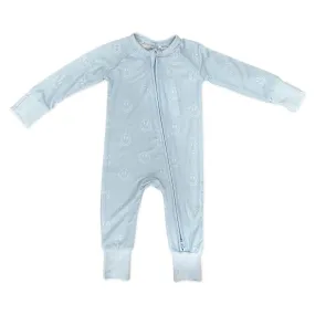 In My Jammers Ocean Blue Smiley Zipper Romper