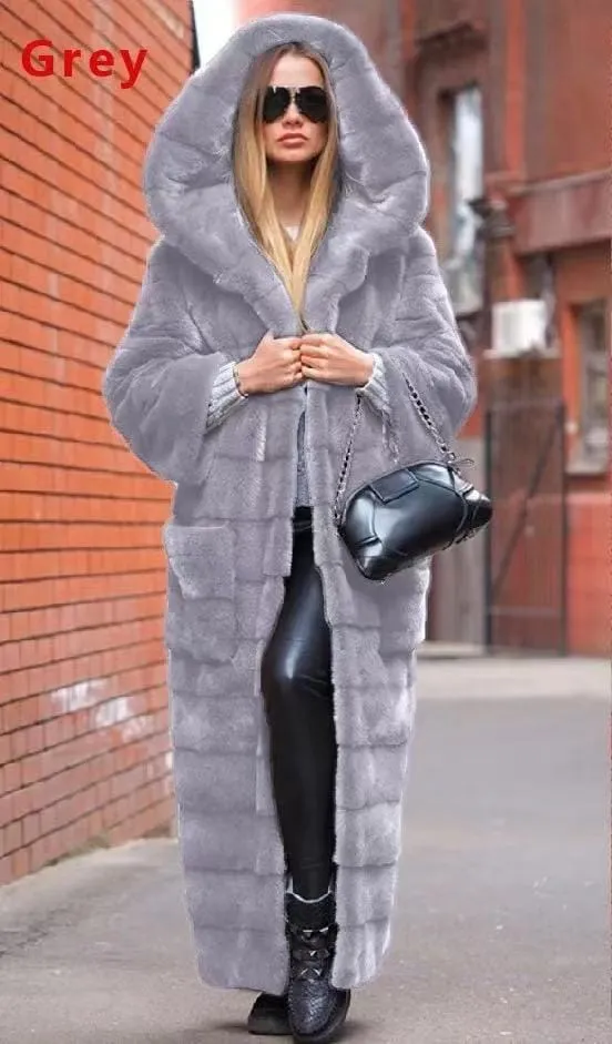 Ivy Hooded Fur Coat