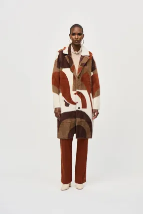 Joseph Ribkoff Abstract Print Feather Yarn Sweater Coat