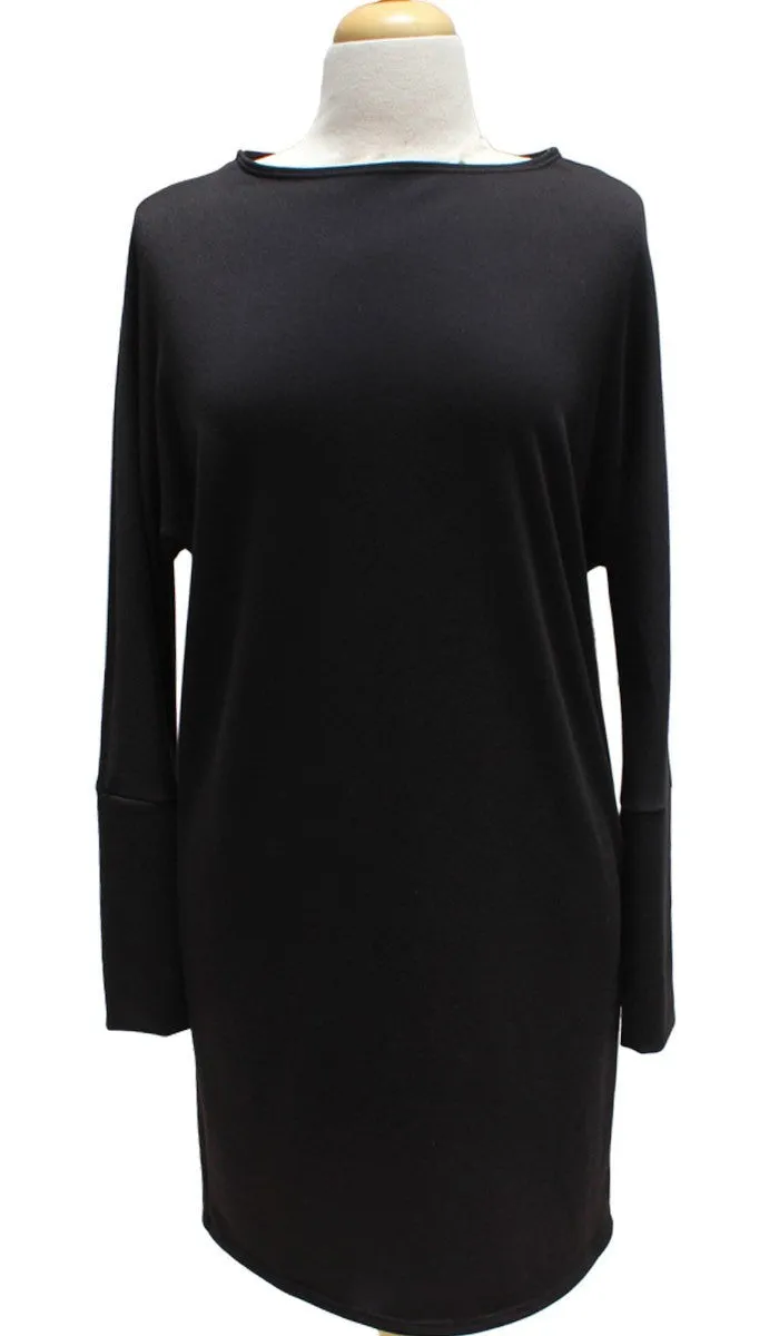 Kate Stylish Dolman Sleeve Stretch Long Tunic - Black - FINAL SALE