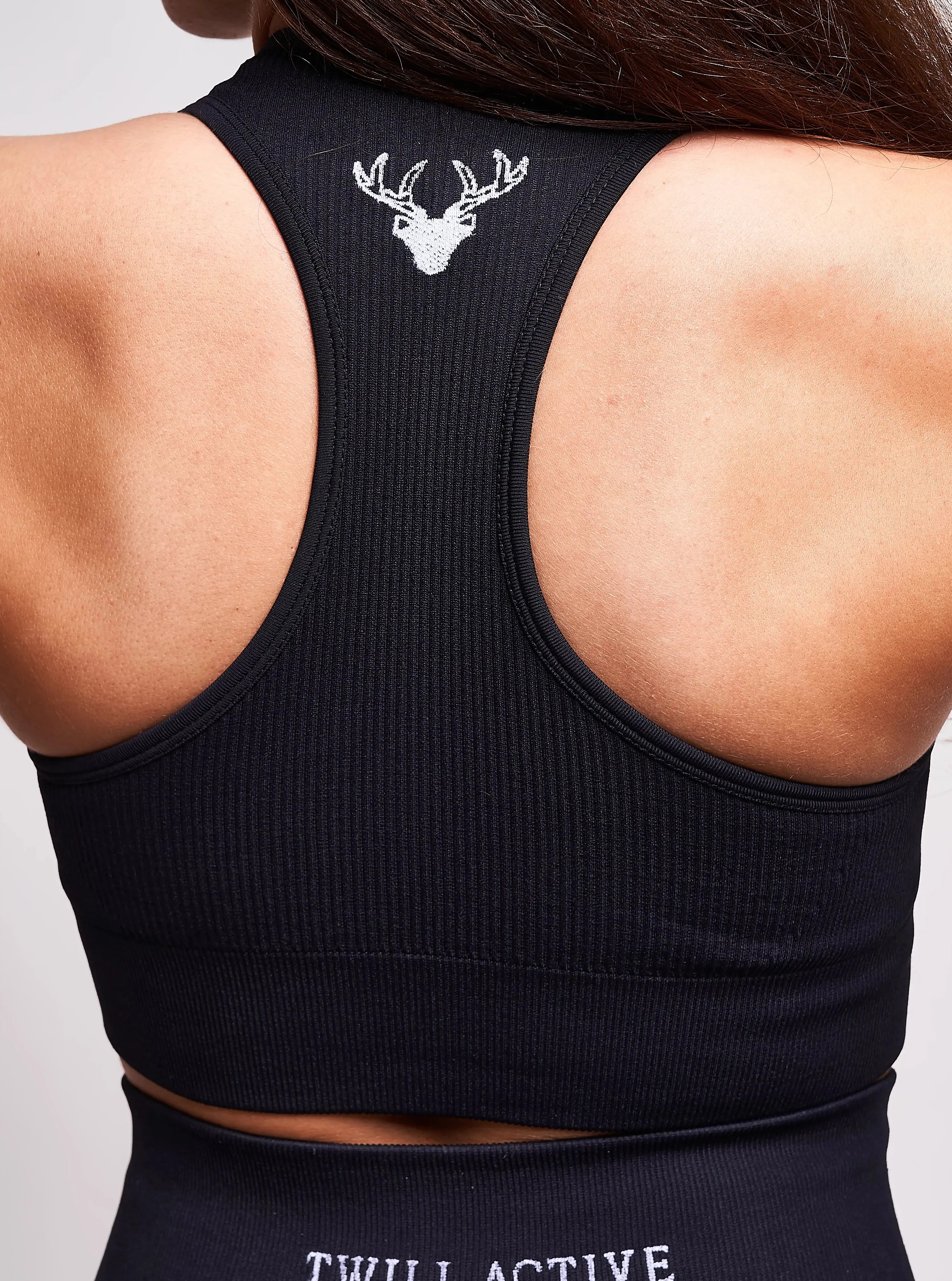 Linea Recycled Rib Racer Sports Bra – Black