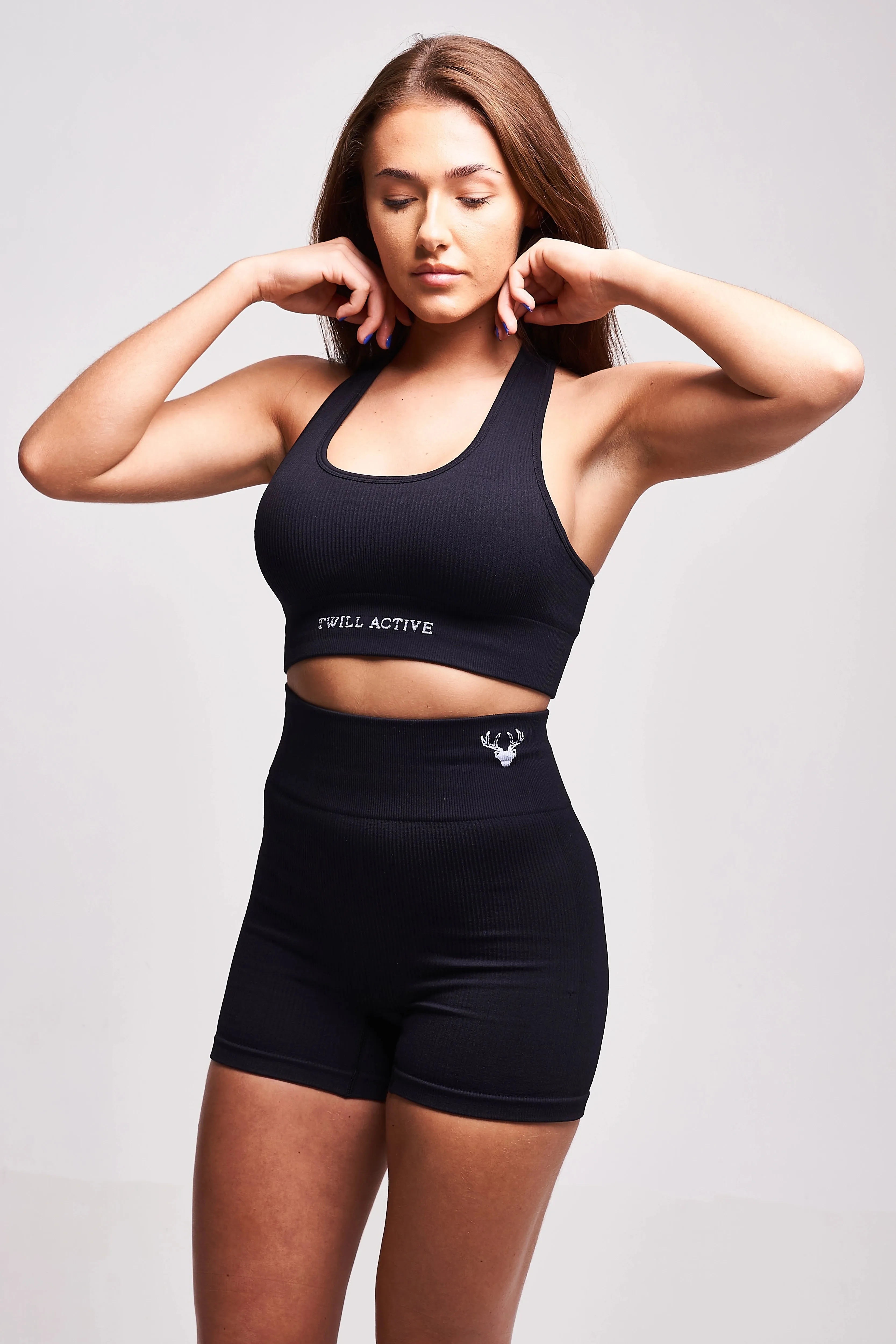 Linea Recycled Rib Racer Sports Bra – Black