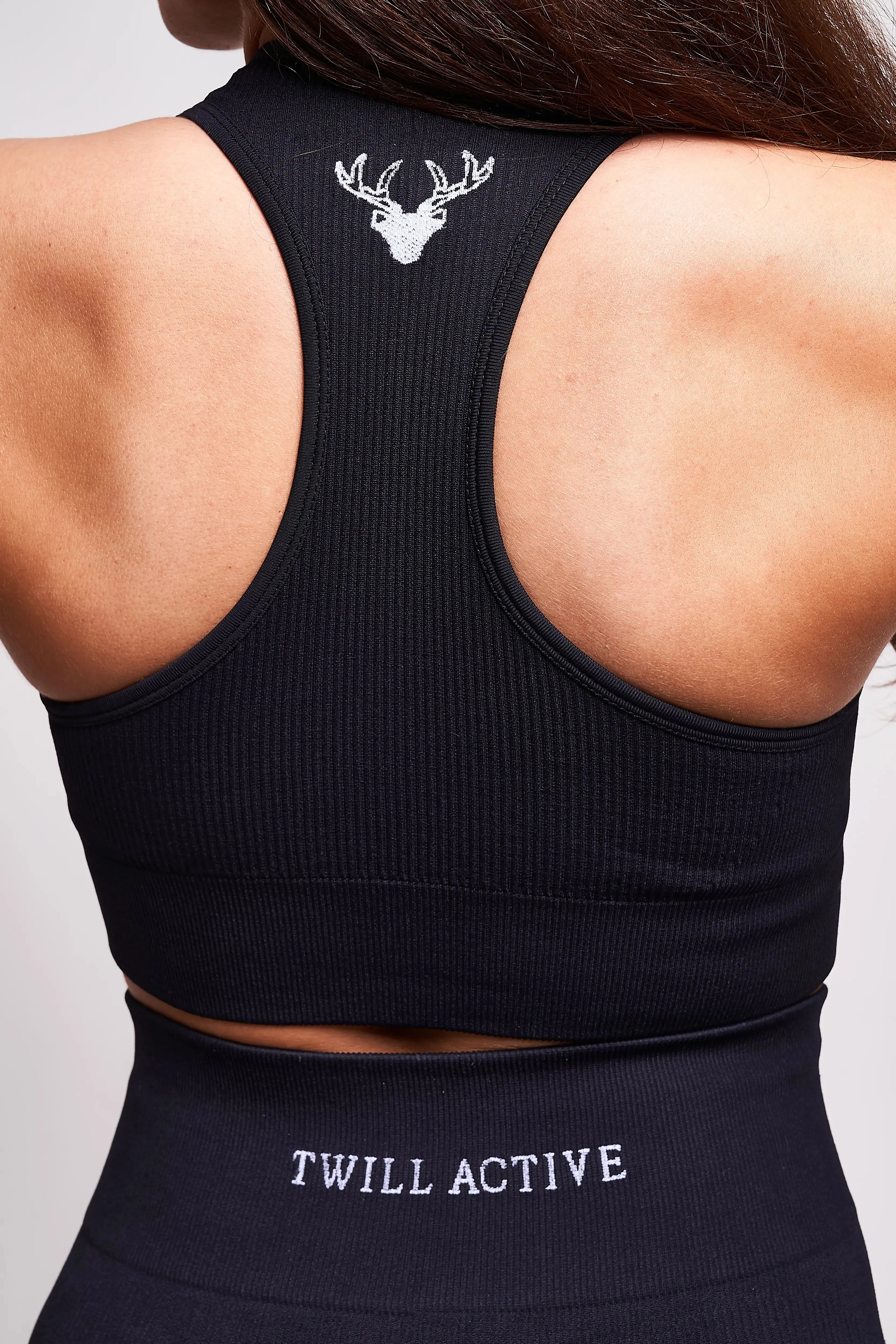 Linea Recycled Rib Racer Sports Bra – Black