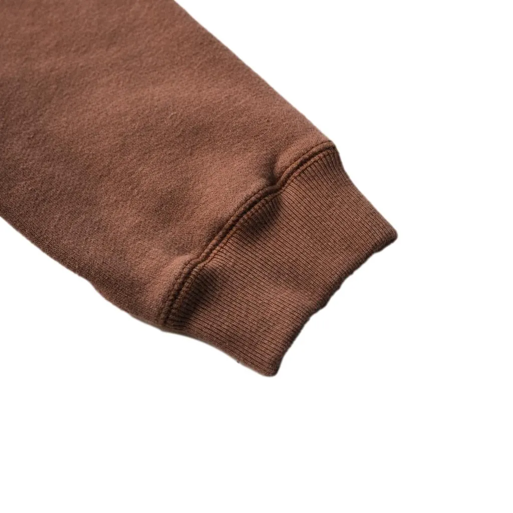 Loop & Weft Super Fluffy Knit Double-V Sweatshirt (Brown)