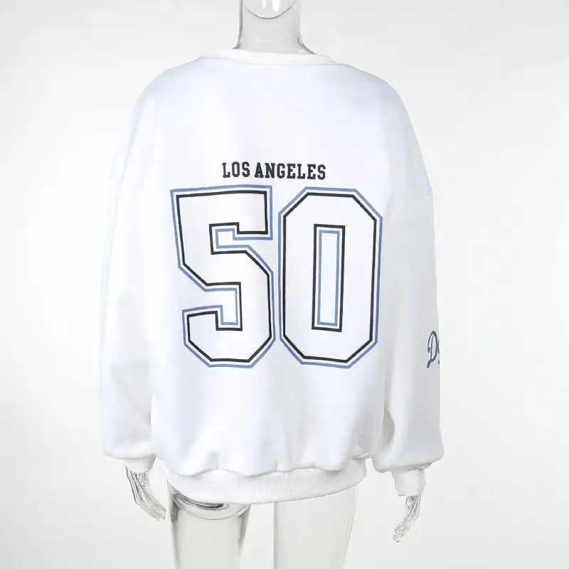 Loose New Printed Pullover Sweatshirt Women