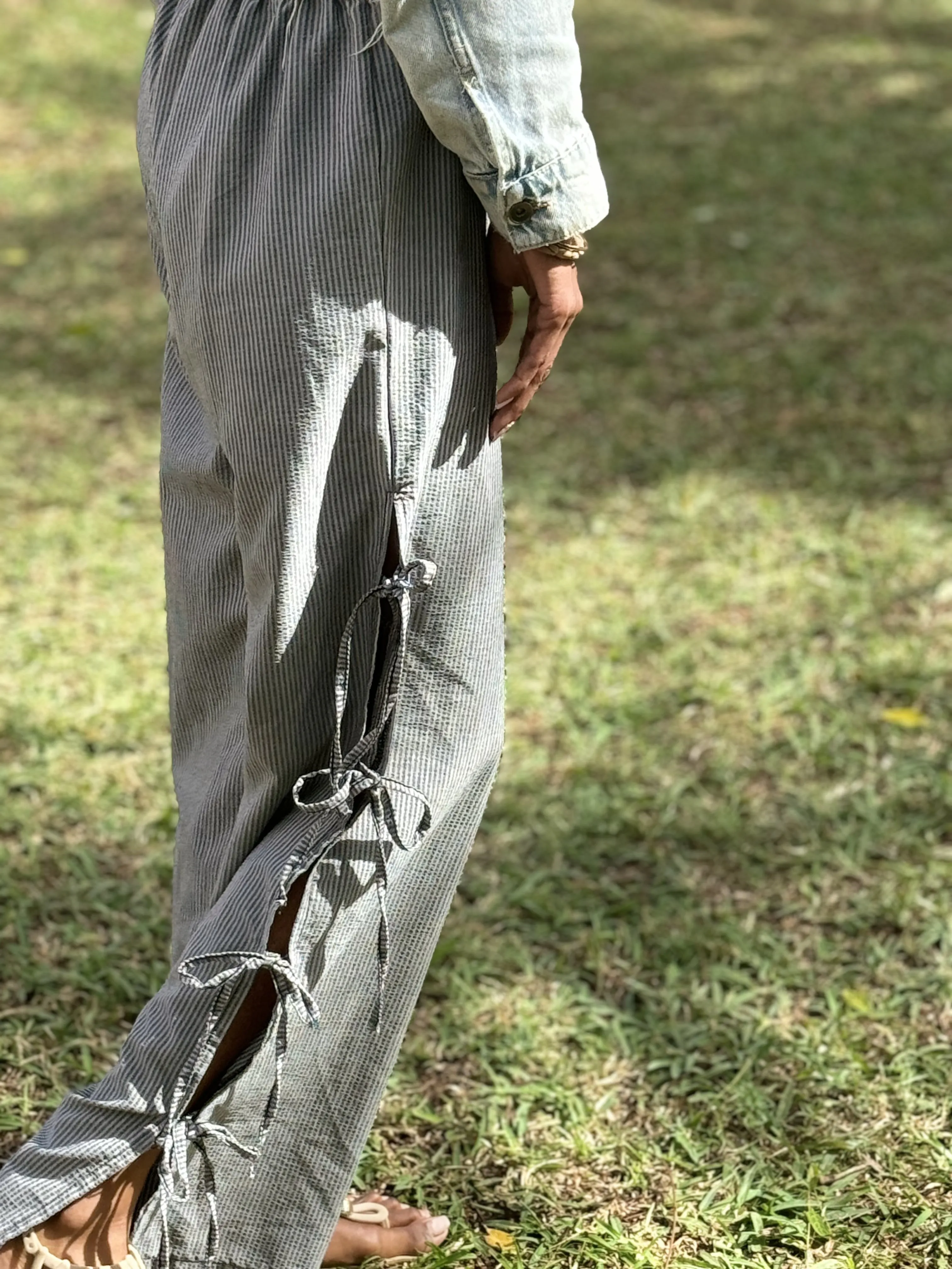 Lucie Pants - Dark Grey Stripes