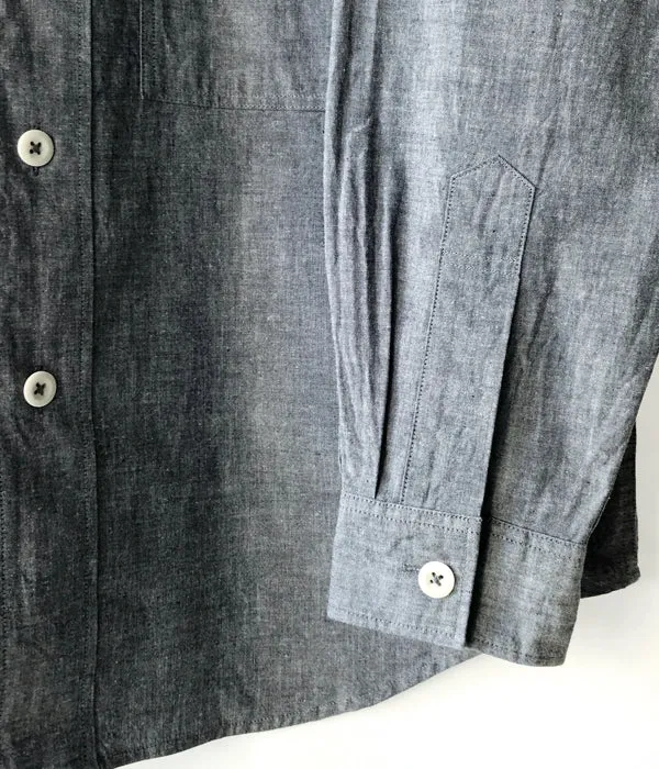 MHL./FADED COTTON SHIRTING SHIRT (INDIGO)