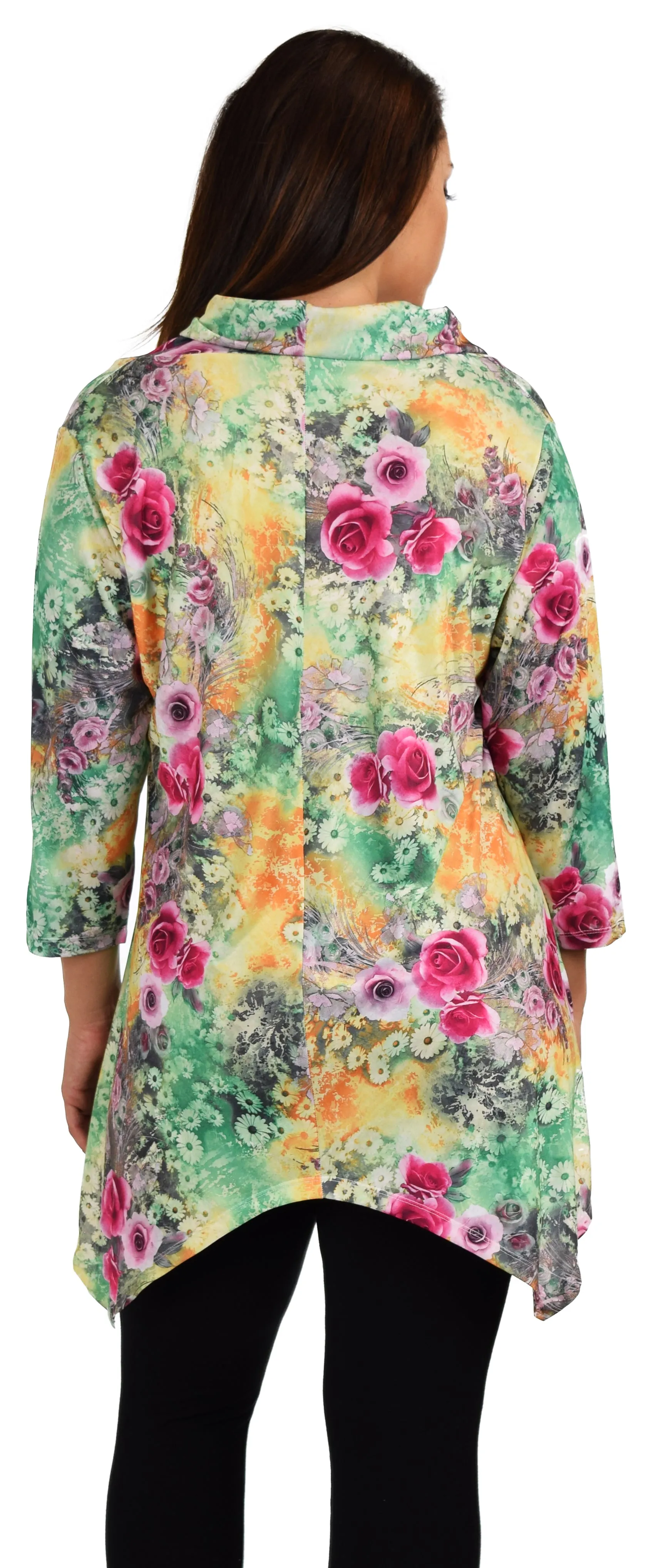 New Royal Concepts Flower Digital Print Tunic, Plus Size Tunic, Cowl Neck Tunic. Ample stretch 1XL TO 4XL
