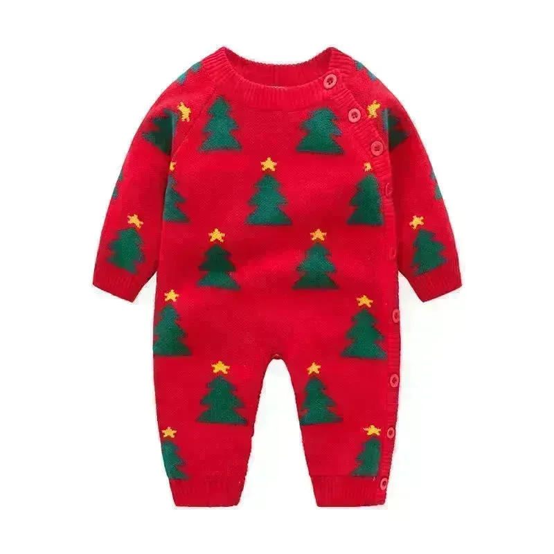 Newborn Baby Clothes Baby Crawling Clothes Thickening Out Baby Harness Christmas Baby Romper Baby Cotton Sleepwear