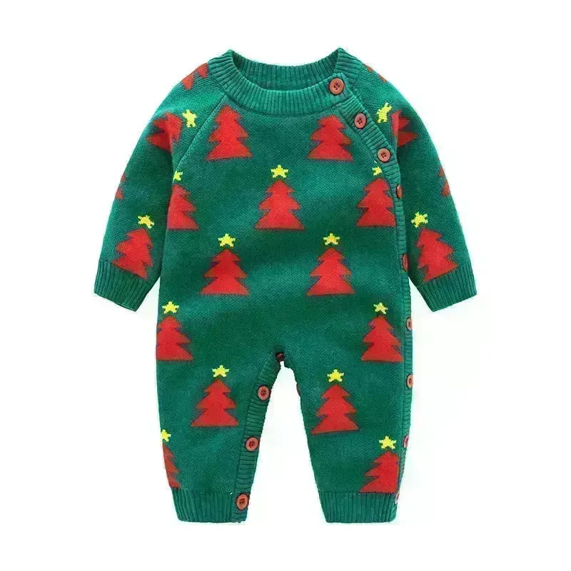 Newborn Baby Clothes Baby Crawling Clothes Thickening Out Baby Harness Christmas Baby Romper Baby Cotton Sleepwear