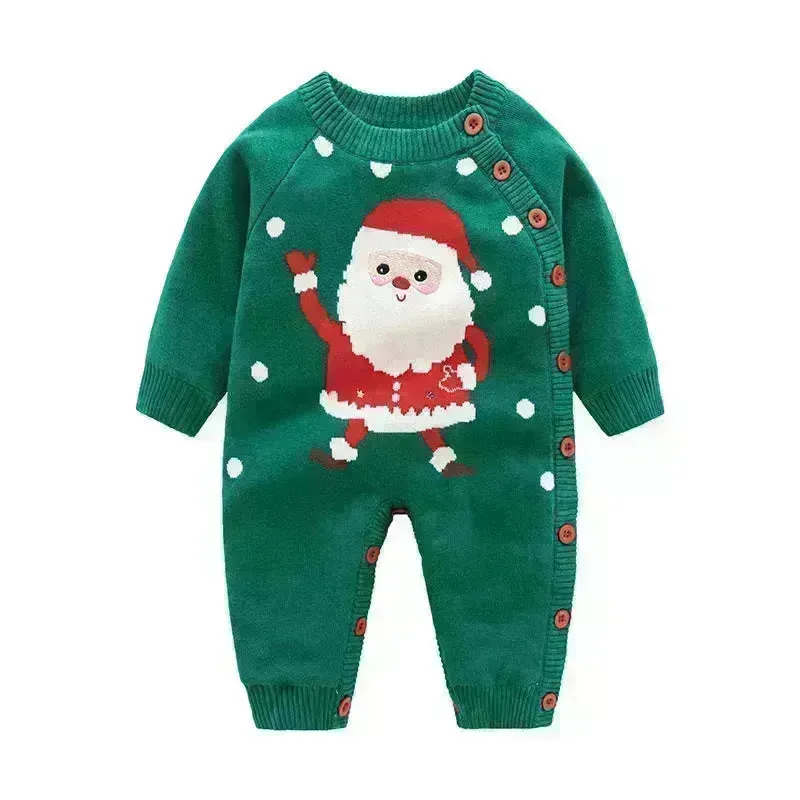Newborn Baby Clothes Baby Crawling Clothes Thickening Out Baby Harness Christmas Baby Romper Baby Cotton Sleepwear