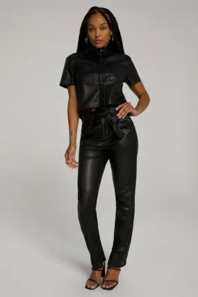 PERFORATED PLEATED PANT | BLACK001