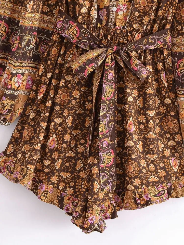 Playsuit Flowers Brown