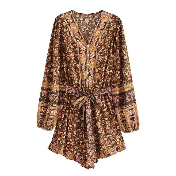 Playsuit Flowers Brown