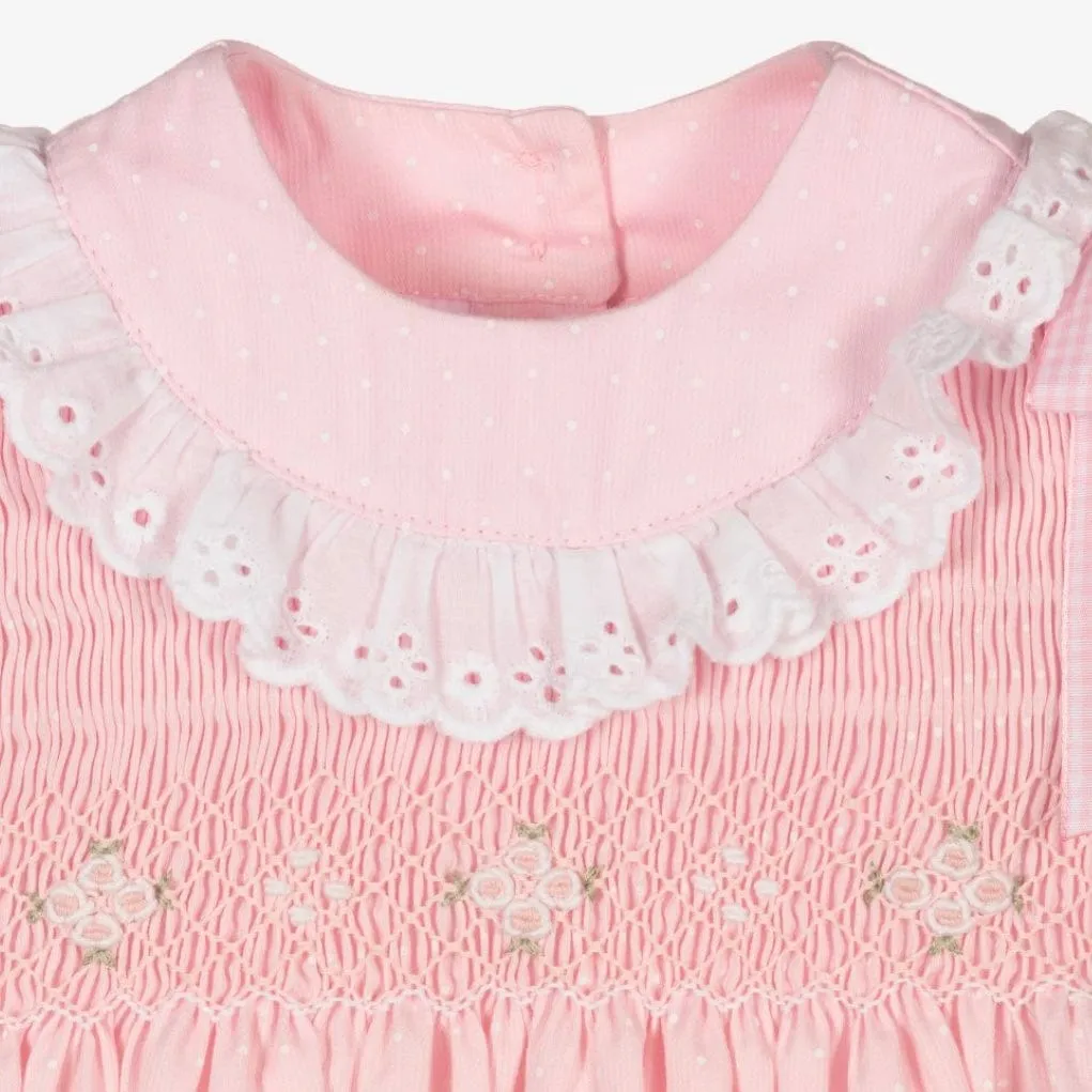 PRETTY ORIGINALS - Smocked Romper & Hairband - Pink