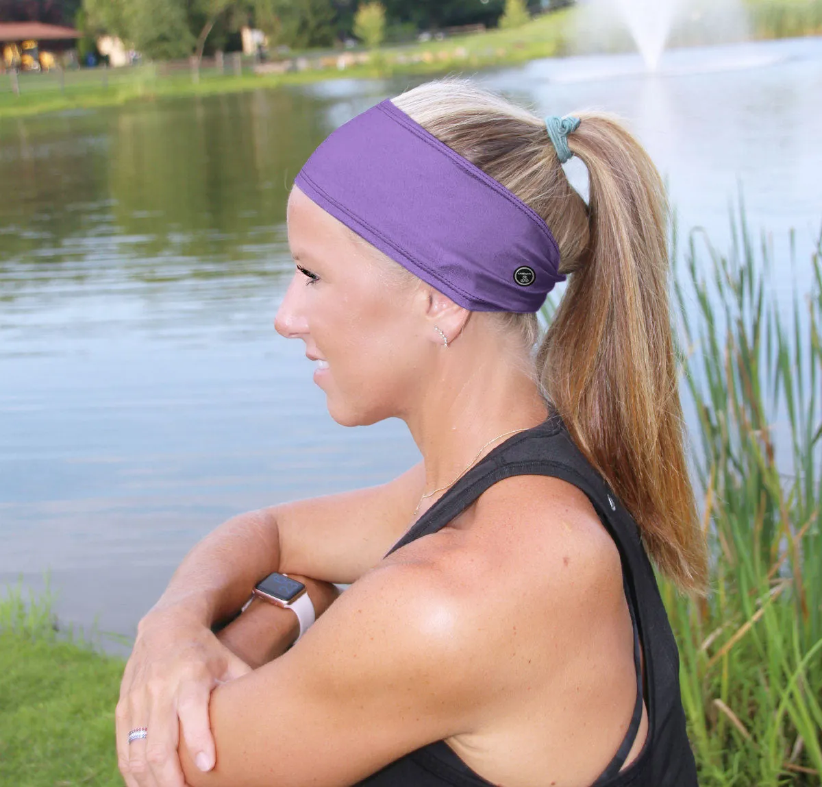 RAVEbandz The Pro - Wide Stretch Headband (Solid Purple)