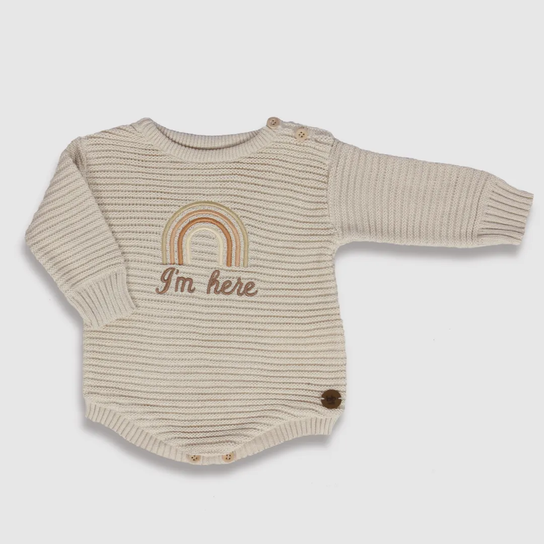 Romper Tricot “I’m Here” - Manga Longa