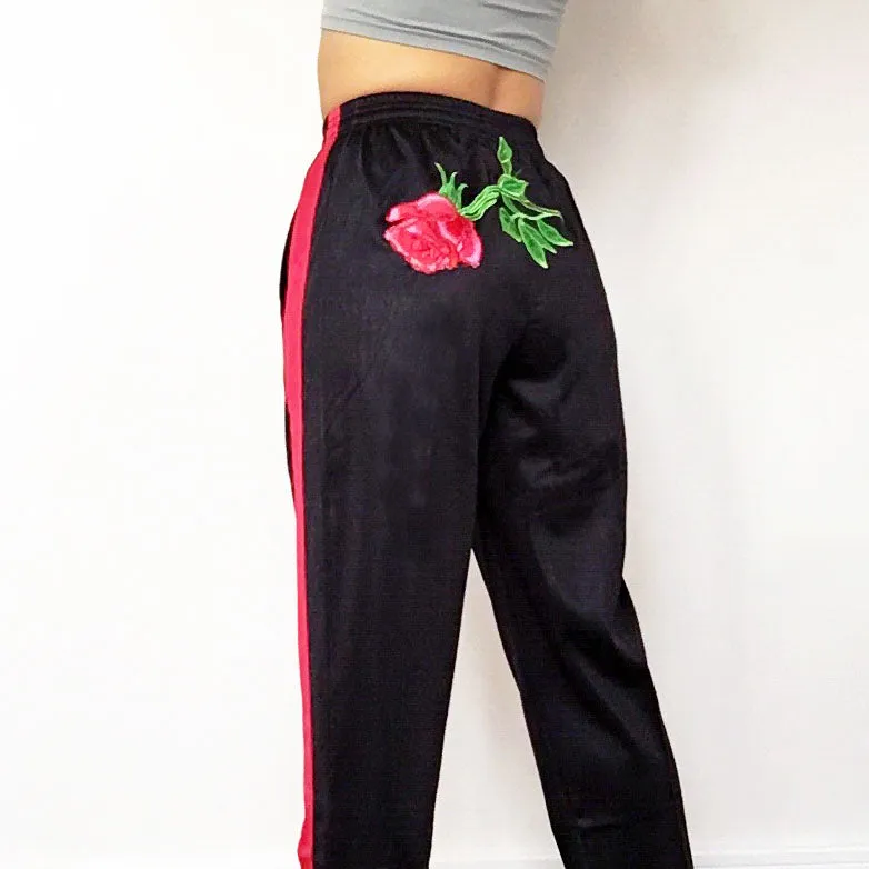 ROSE RED STRIPE BLACK TRACKSUIT