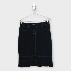 The Works Indigo Denim Pleat Midi Skirt
