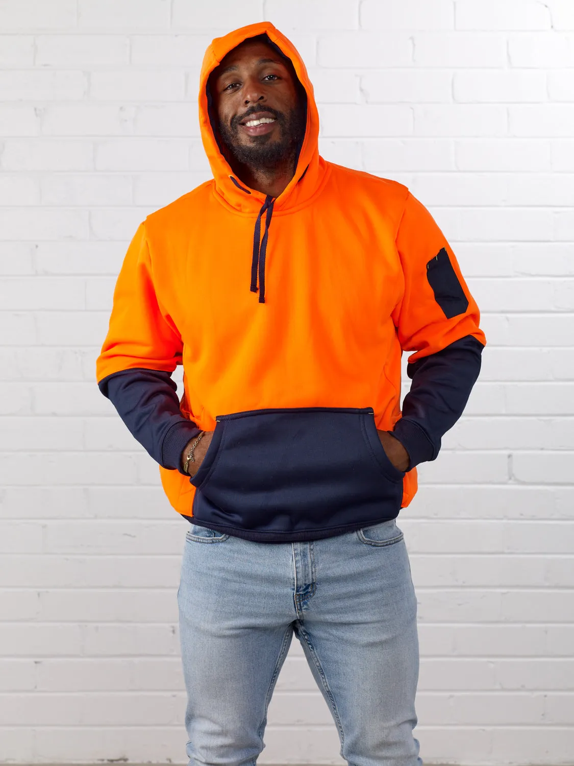 Two Tone Hoodie Brushed Fleece Pullover