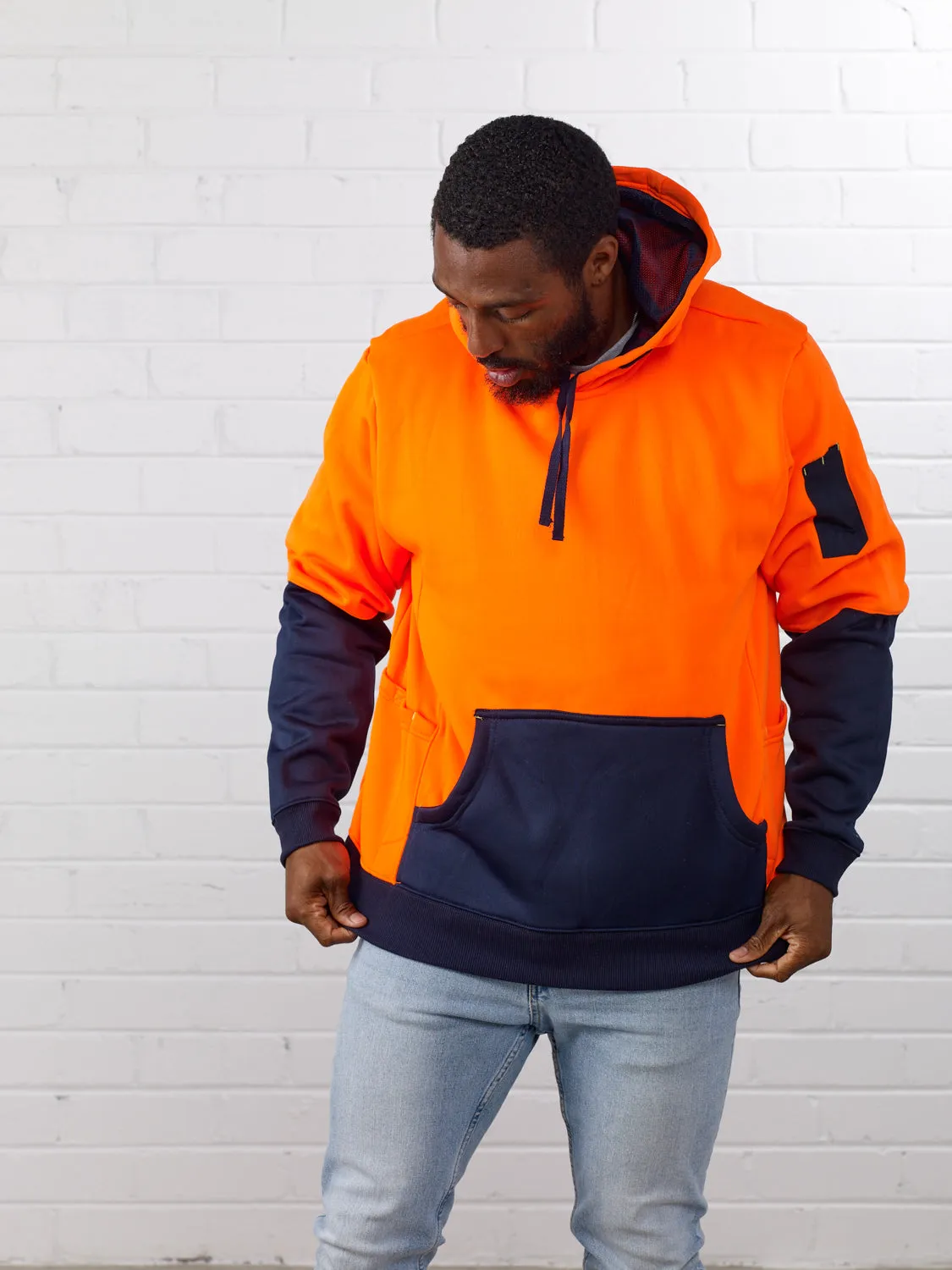 Two Tone Hoodie Brushed Fleece Pullover