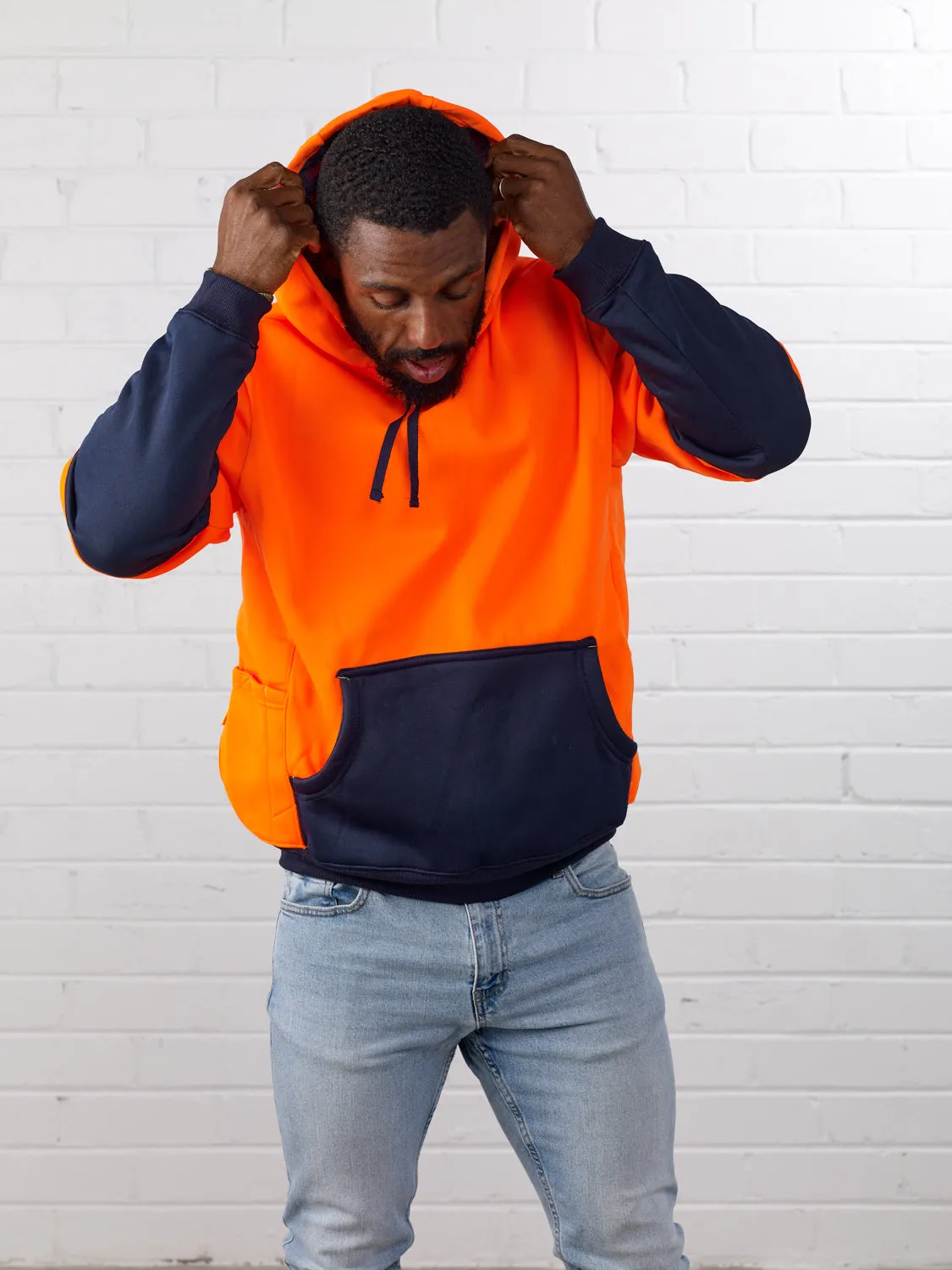 Two Tone Hoodie Brushed Fleece Pullover