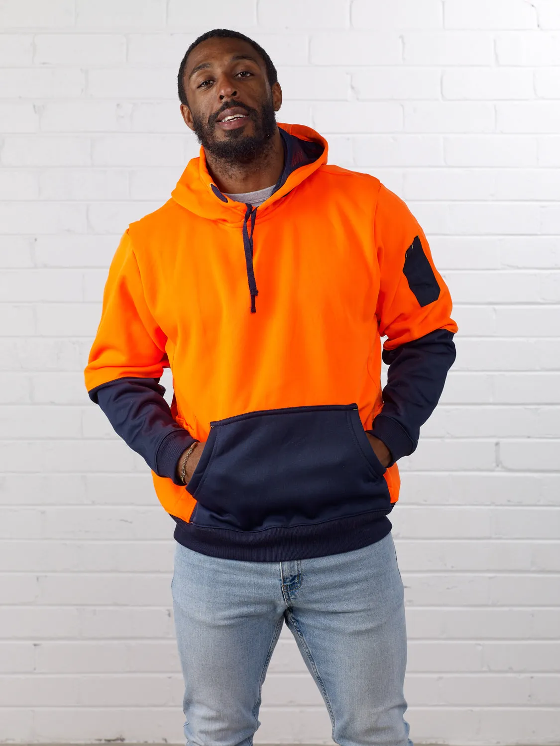 Two Tone Hoodie Brushed Fleece Pullover