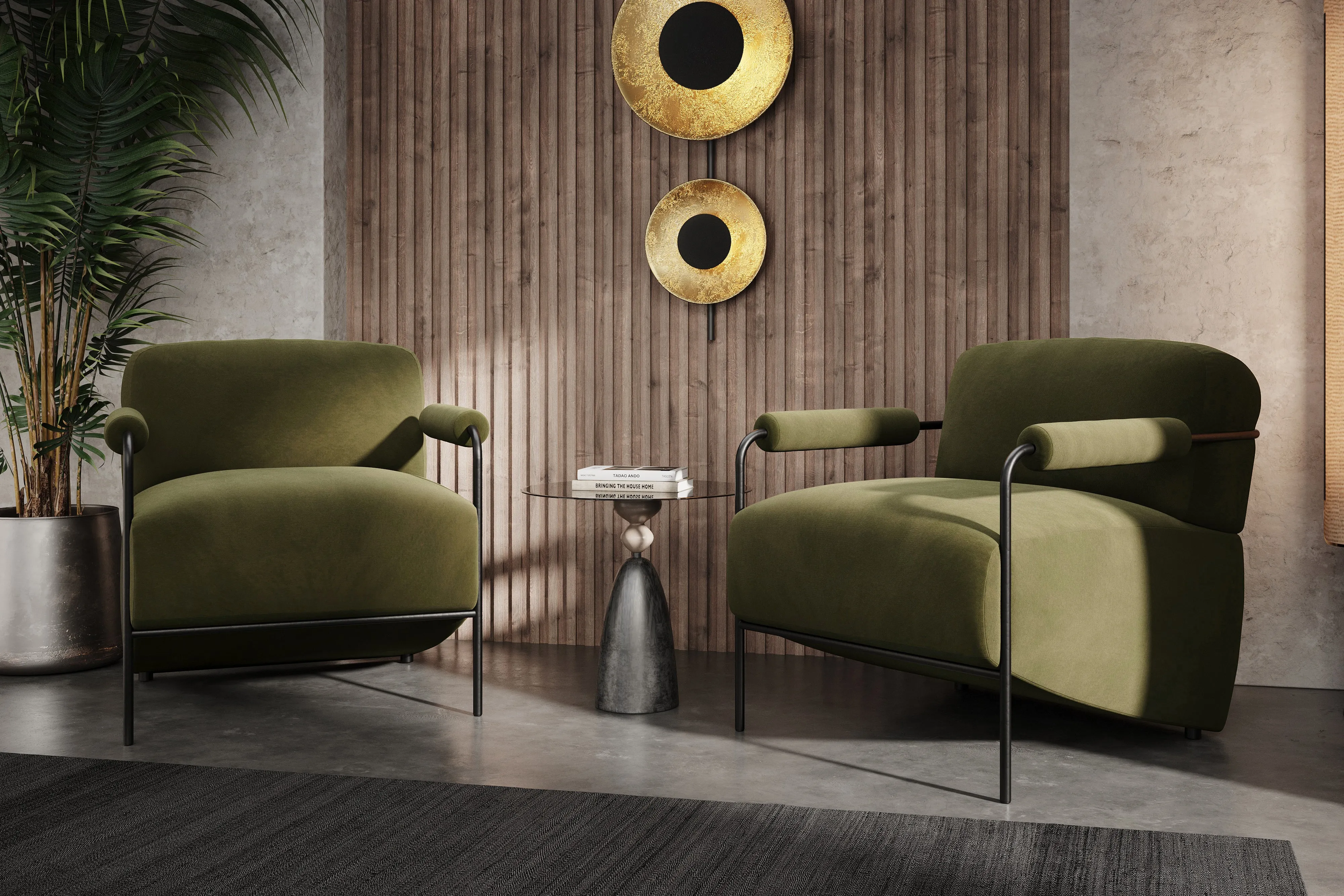 Valencia Arianna Parisian Velour Fabric Accent Chair, Dark Green
