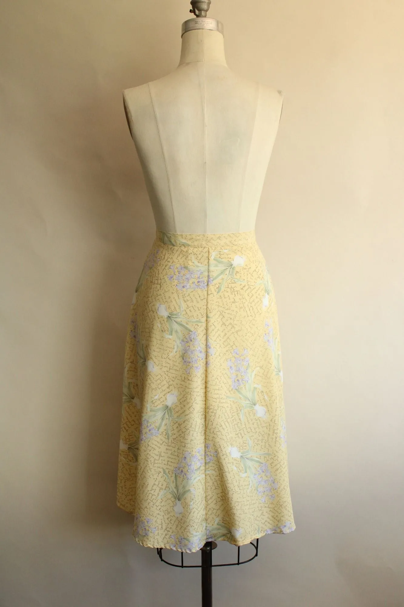 Vintage 1990s Hillard & Hanson Yellow Floral Print Skirt