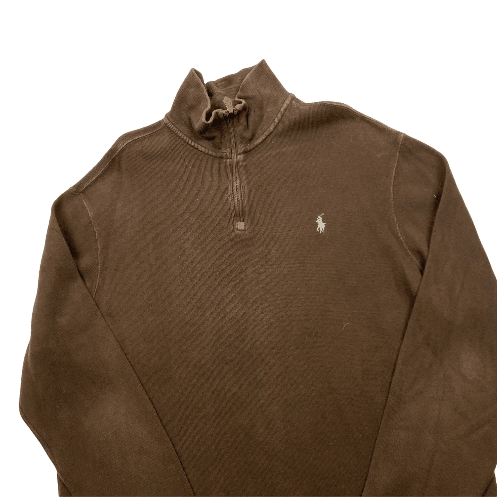 Vintage 90s Brown Polo Ralph Lauren Quarter Zip Sweatshirt - Extra Large